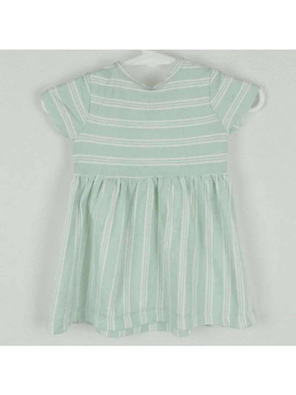 Carter's Infant Girls Size 6 Month Green Striped Knit Short Sleeve Knit Dress